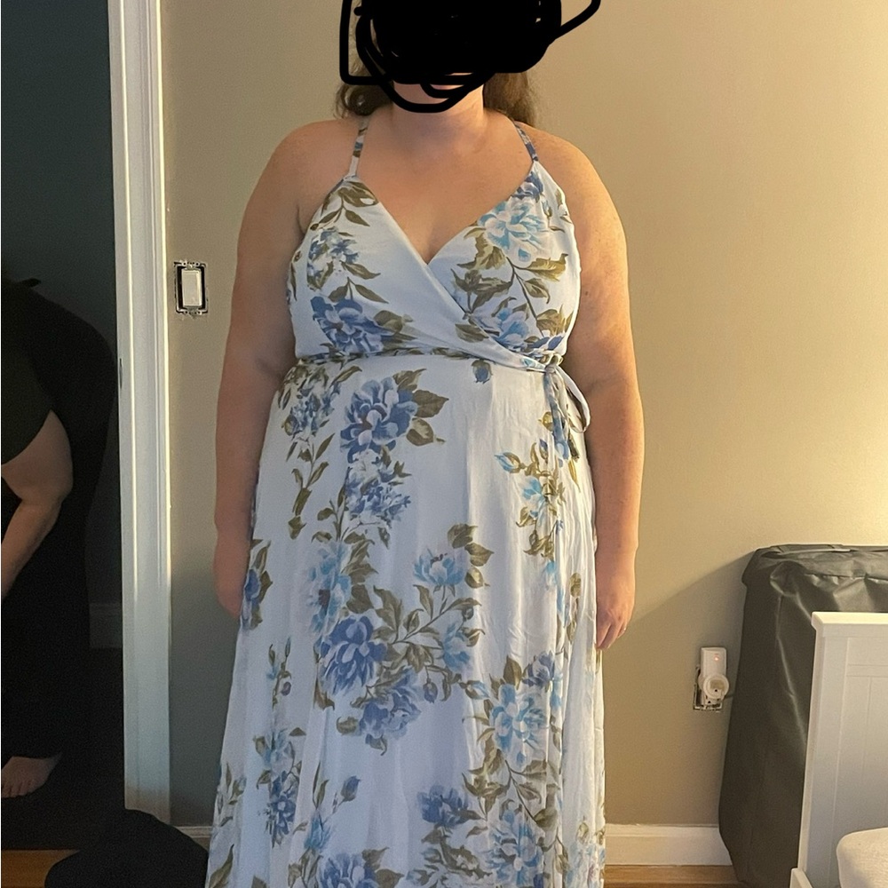 Floral Light Blue Maxi Dress
